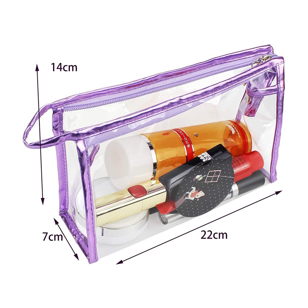 Custom Logo Transparent Waterproof PVC Clear Zipper Makeup Pouch Cosmetic Organizing Toiletry Bag Travel Set