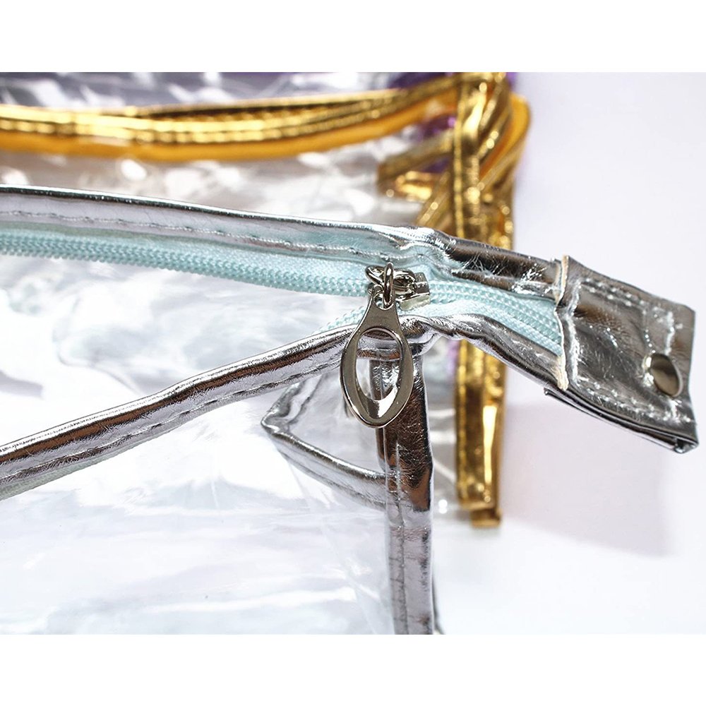 Custom Logo Transparent Waterproof PVC Clear Zipper Makeup Pouch Cosmetic Organizing Toiletry Bag Travel Set