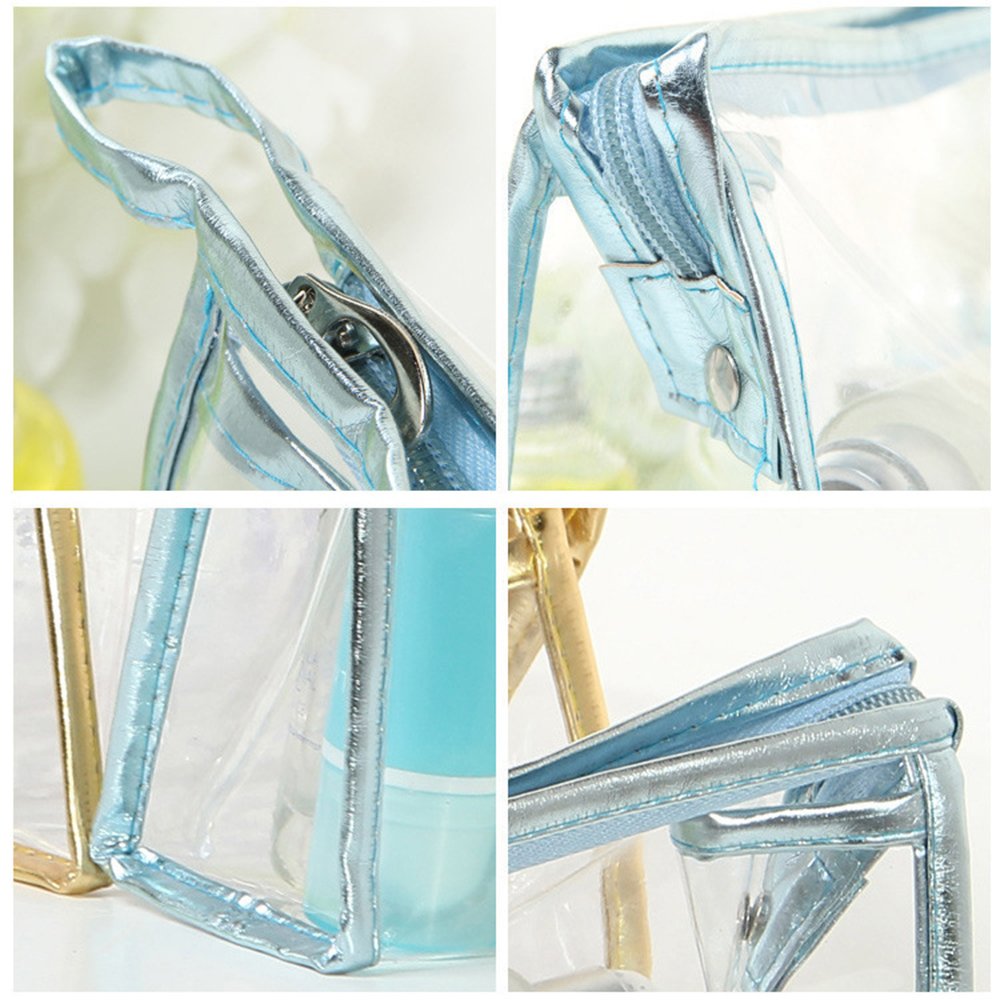 Custom Logo Transparent Waterproof PVC Clear Zipper Makeup Pouch Cosmetic Organizing Toiletry Bag Travel Set