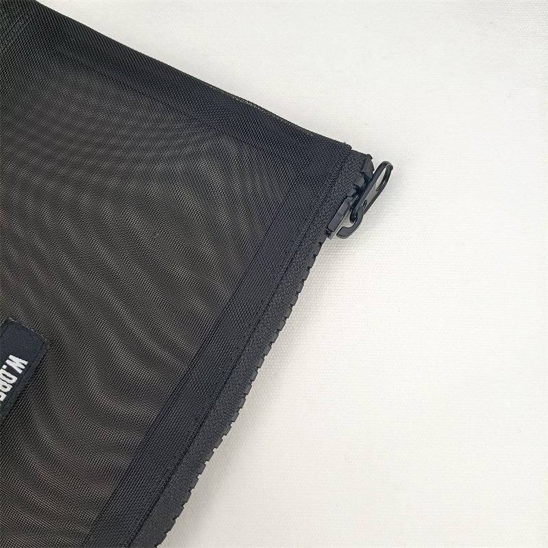Large Printed Letter Mesh Travel Makeup Pouch Zipper Cosmetic Organizer Bag Nylon Mesh Makeup Bag for Travel