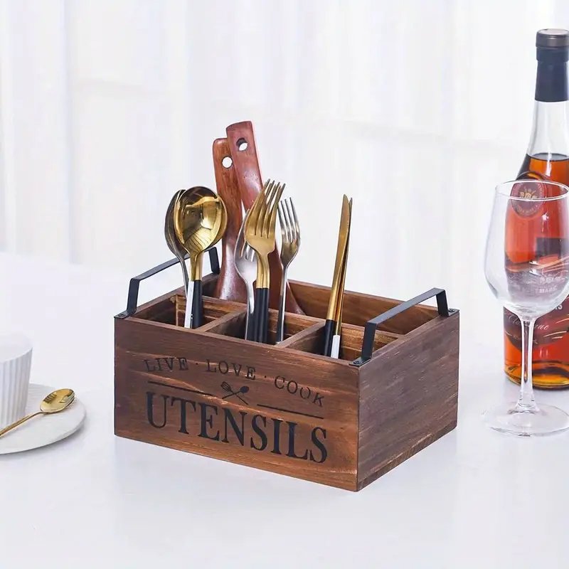 Rustic Wooden Multi-Compartment Organizer Box - Decorative Storage Caddy for Jewelry, Makeup, Perfume, and Desk Accessories Box