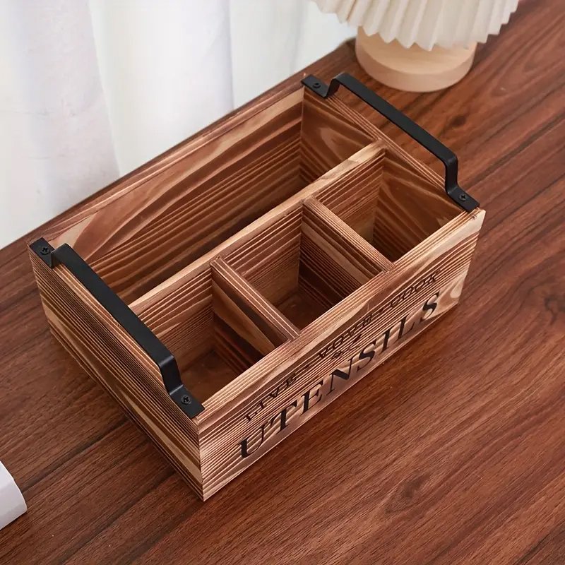 Rustic Wooden Multi-Compartment Organizer Box - Decorative Storage Caddy for Jewelry, Makeup, Perfume, and Desk Accessories Box