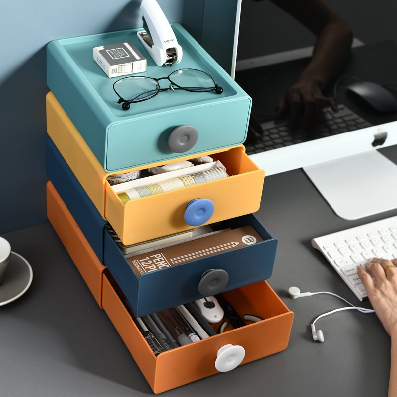 Multifunctional Waterproof Plastic Storage Case PP Material Home Office Desktop Organizer with Drawer Sundries Makeup Cosmetics