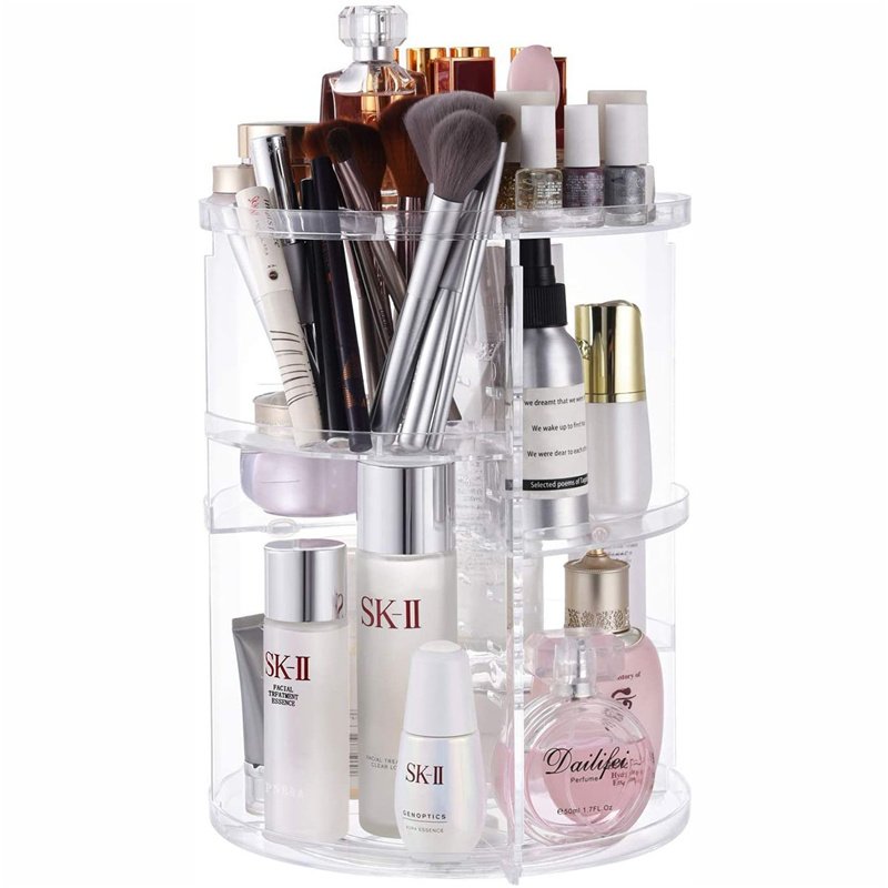 360 Rotating Makeup Organizer Adjustable Carousel Large Capacity Revolving Perfume Organizer Skincare Organizers Cosmetic