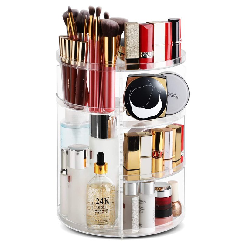 360 Rotating Makeup Organizer Adjustable Carousel Large Capacity Revolving Perfume Organizer Skincare Organizers Cosmetic