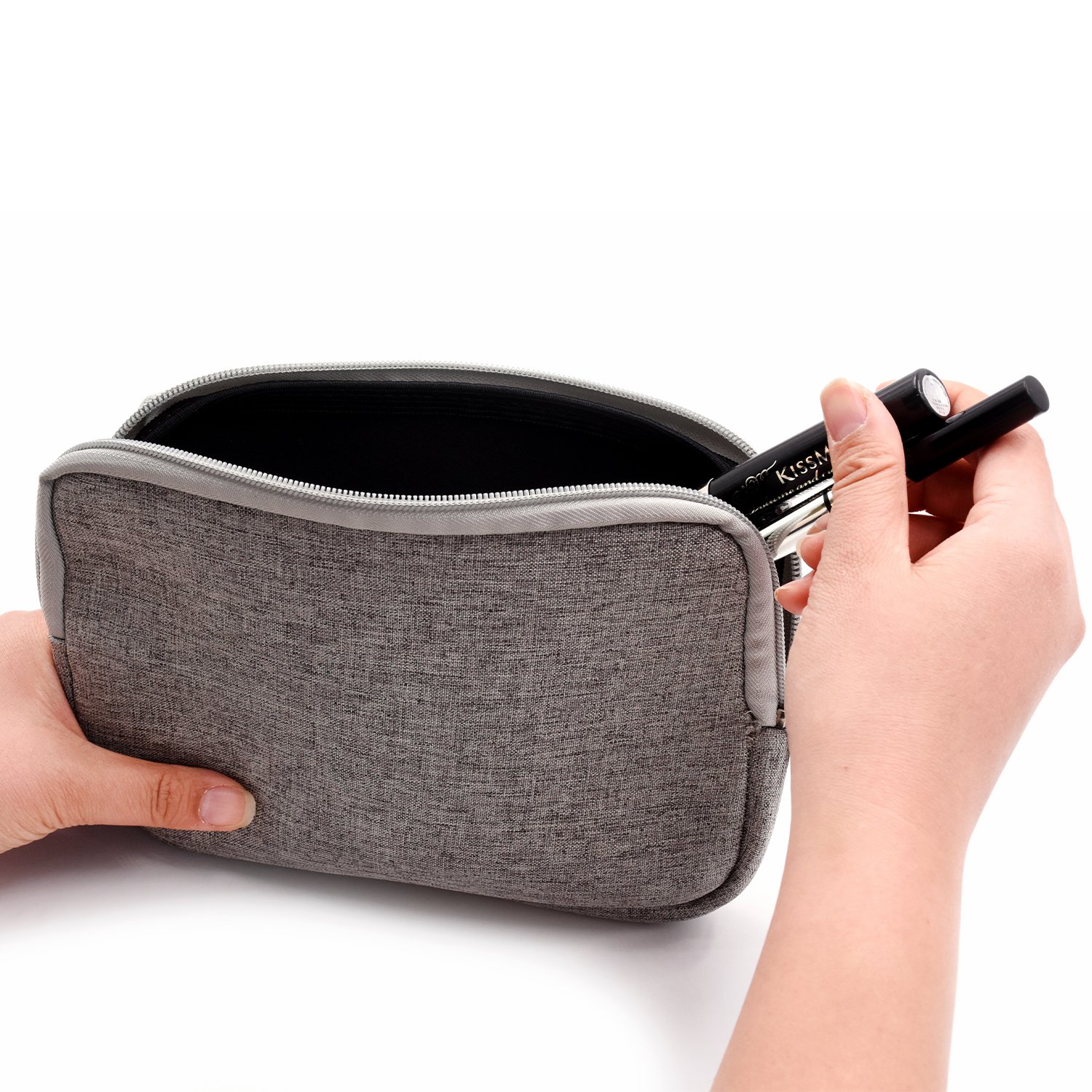 OEM ODM Fashion Grey Black fabric Splicing design classified toiletries storage men wash bag