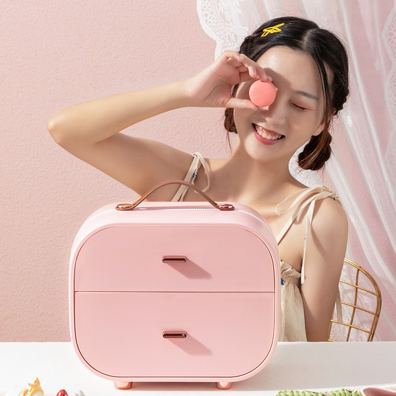 Double layer Hot Sale Hair Accessories Storage Beauty Portable Cosmetics Makeup Box Train Case Travel Makeup Organizer