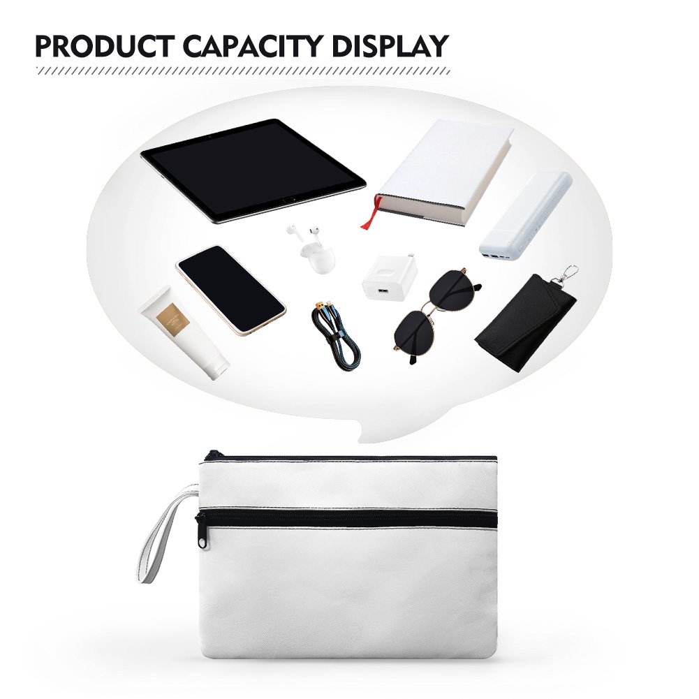 Custom Pouches with Zipper Oxford Dual Compartment Small Handbag, Waterproof Utility Bag Zipper Pouch for Organizers and Storage