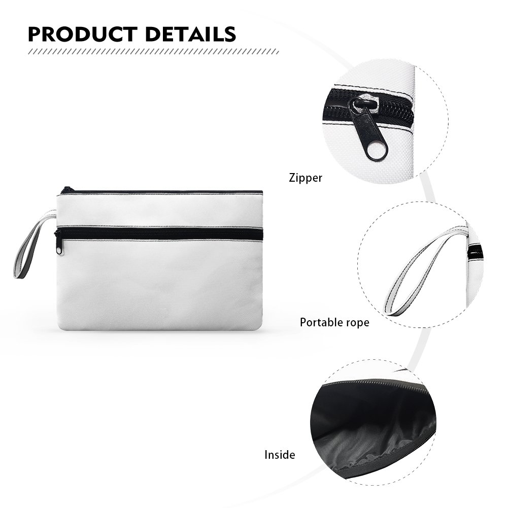 Custom Pouches with Zipper Oxford Dual Compartment Small Handbag, Waterproof Utility Bag Zipper Pouch for Organizers and Storage