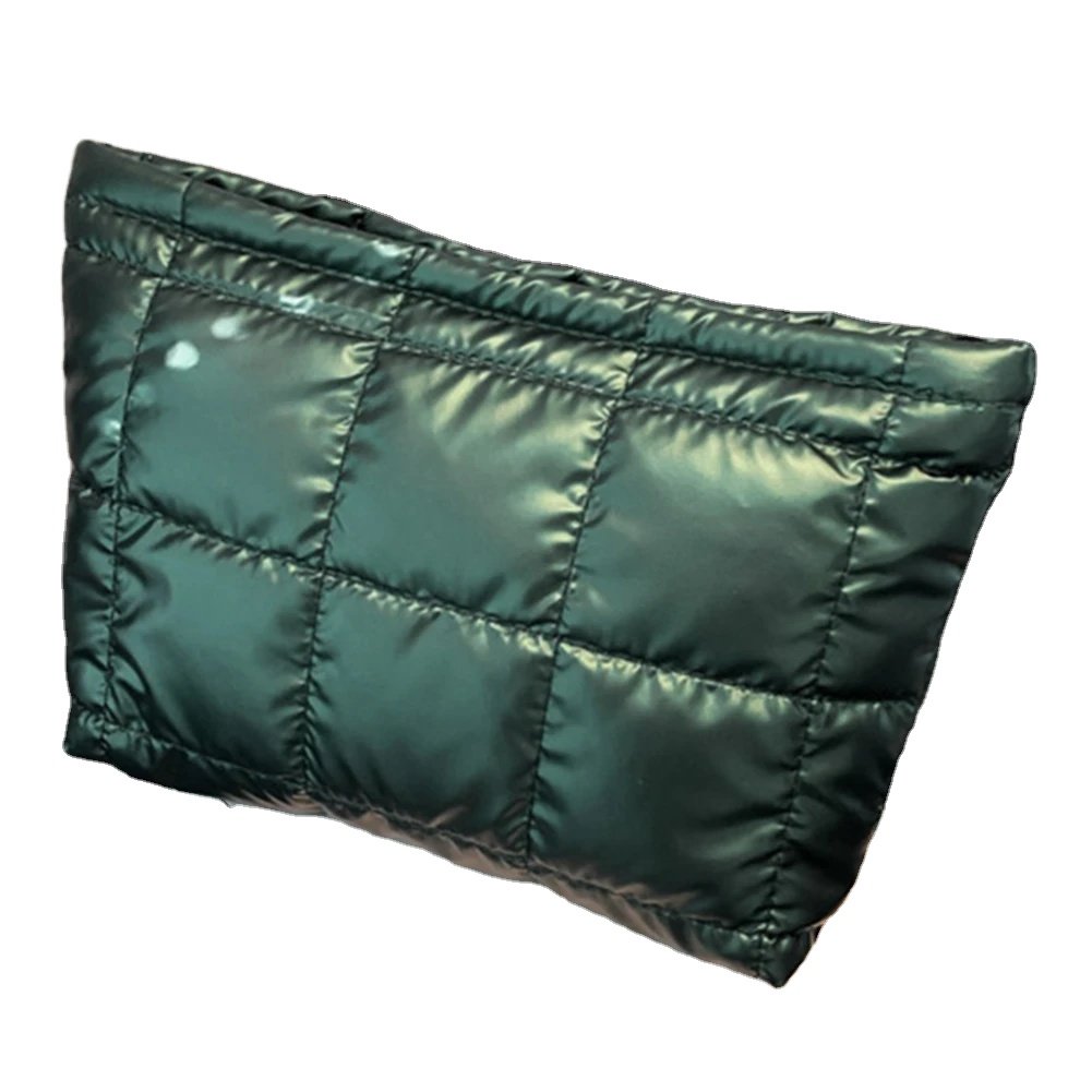 Down Padded Mini Makeup Bag Quilted Cotton Women's Storage Bag Solid Color Fashion Organizer Puffer Travel Square Cosmetic Pouch