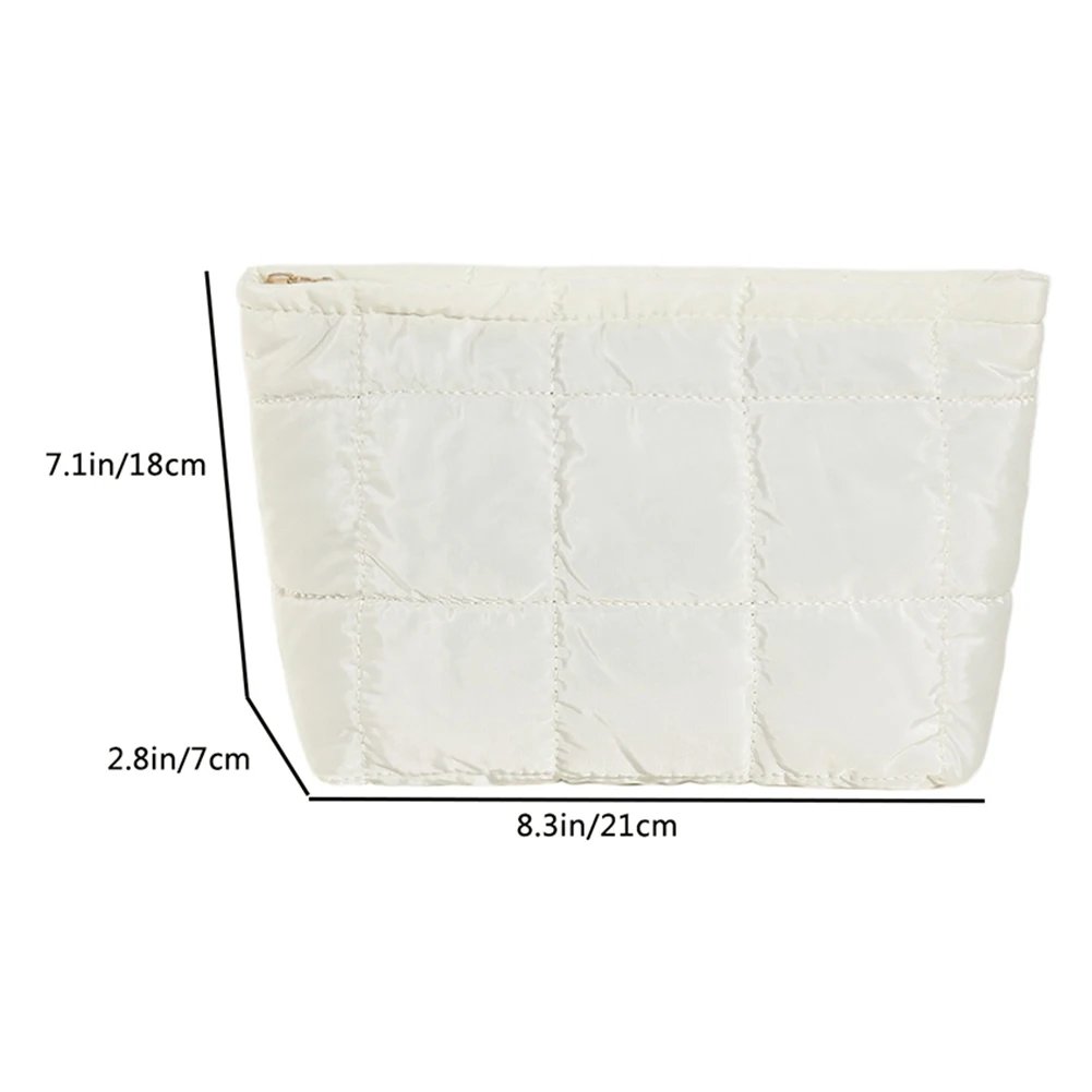 Down Padded Mini Makeup Bag Quilted Cotton Women's Storage Bag Solid Color Fashion Organizer Puffer Travel Square Cosmetic Pouch