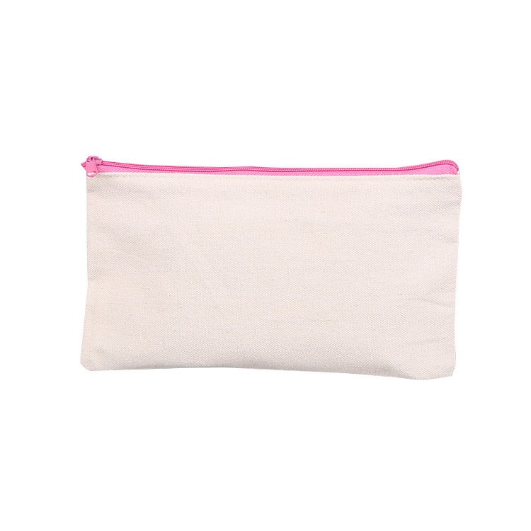 Wholesales Personalized Plain Cute Cartoon Blank Cotton Makeup Cosmetic Bags Canvas Fabric Pencil Zipper Pouch