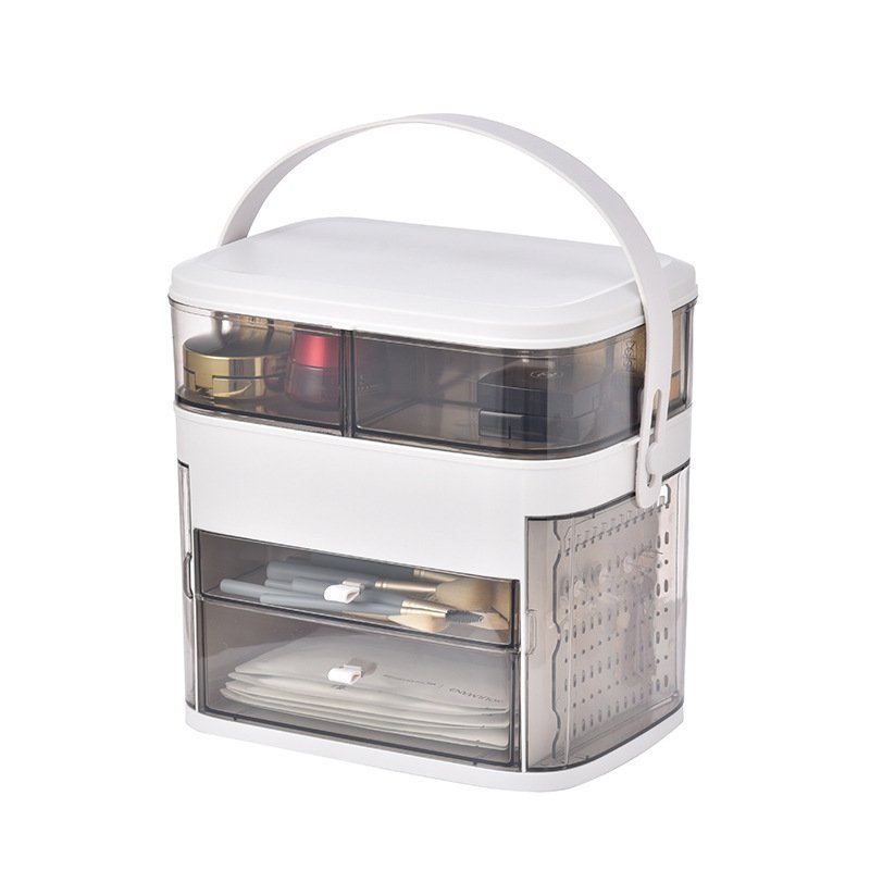 Plastic Multifunction PS Modern Dustproof Led Makeup Mirror Organizer with Light Led Cosmetic Make up Storage Box