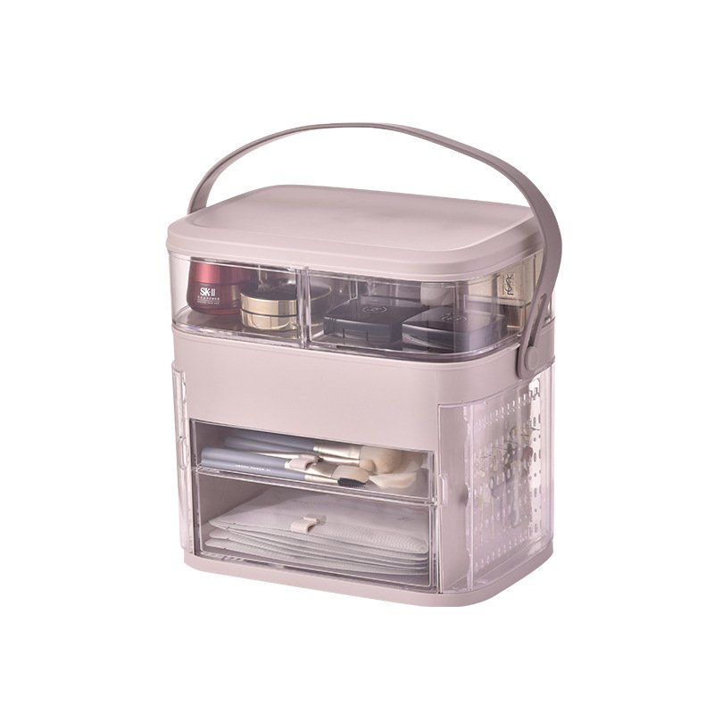 Plastic Multifunction PS Modern Dustproof Led Makeup Mirror Organizer with Light Led Cosmetic Make up Storage Box