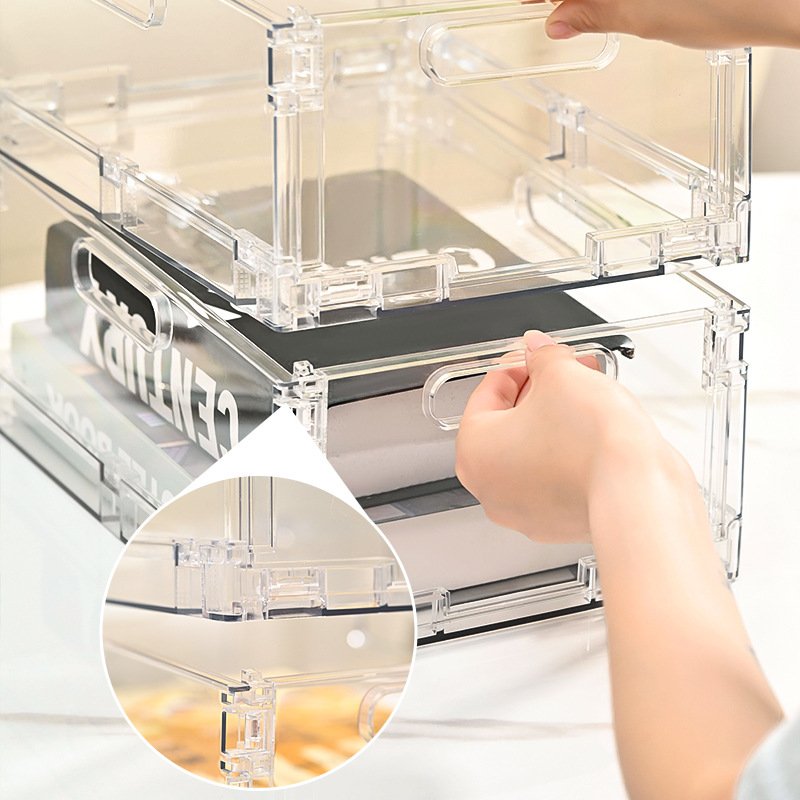 Stackable Removable Foldable Jewelry Makeup Organizer Storage Container PET Plastic Transparent Storage Box