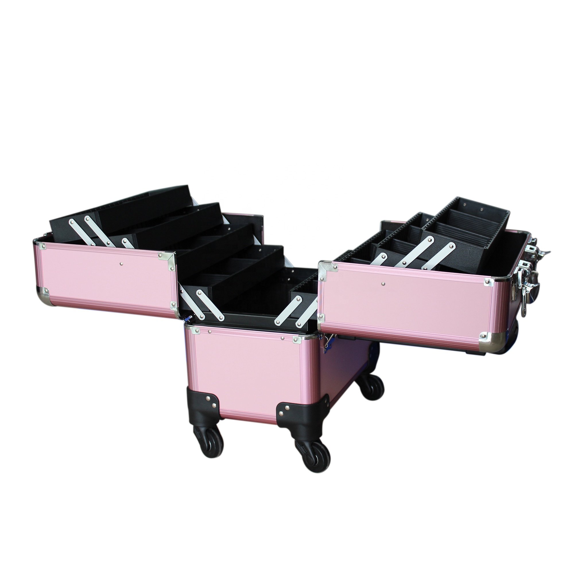 Makeup Beauty Nail Salon Hairdresser Trolley Case Rolling Makeup Train Case Large Cosmetic Trolley Organized Barber Case