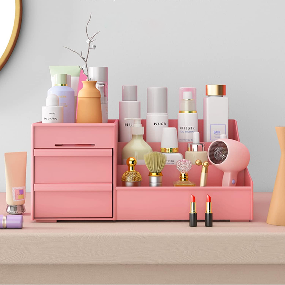 Wholesale Multifunctional Plastic Cosmetic Organizer Storage Box Drawer for Dressing Table Makeup Organizer