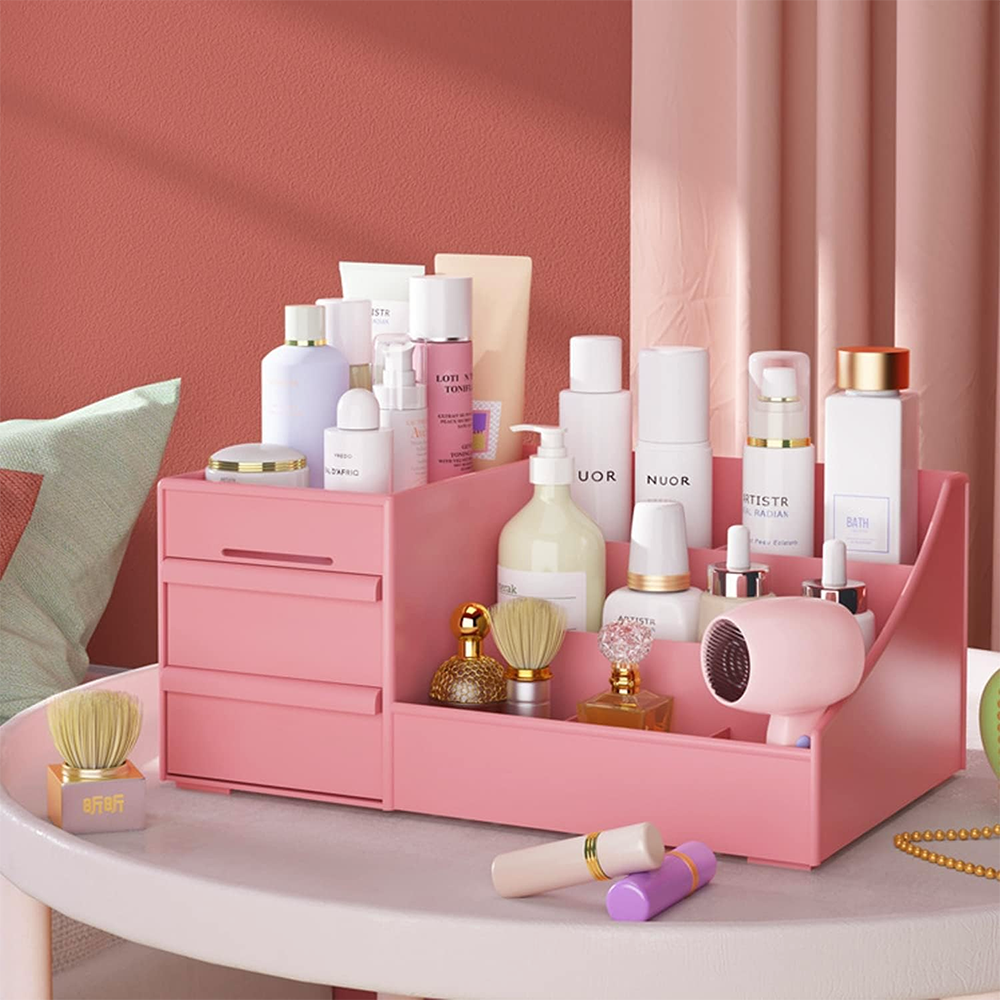 Wholesale Multifunctional Plastic Cosmetic Organizer Storage Box Drawer for Dressing Table Makeup Organizer