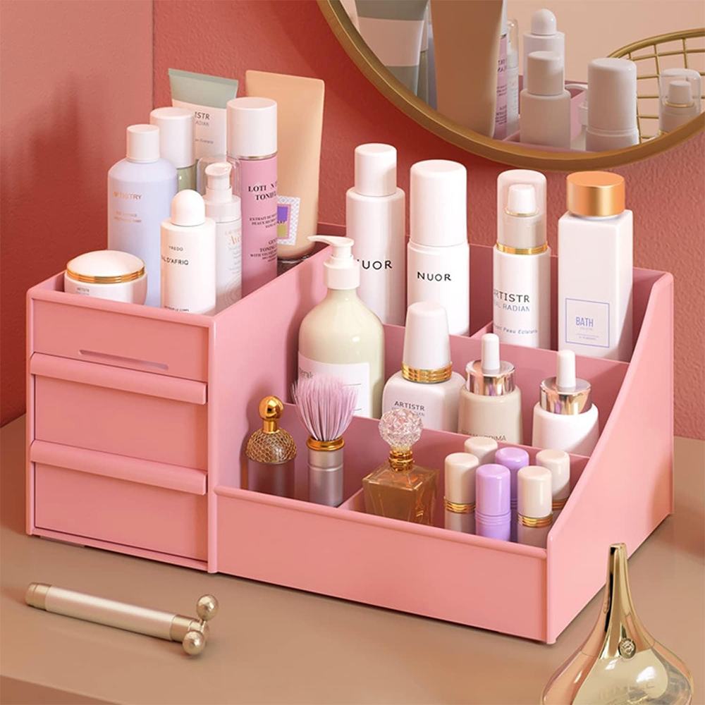 Wholesale Multifunctional Plastic Cosmetic Organizer Storage Box Drawer for Dressing Table Makeup Organizer
