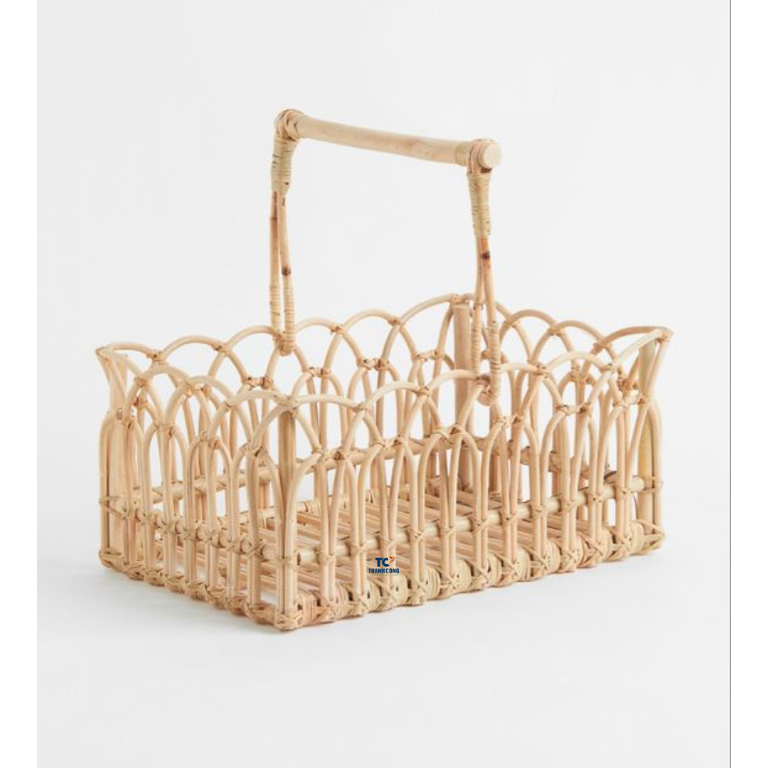 High Quality Hand-Woven Round Wicker Decorative Basket Rattan Serving Tray with Handles From Thanh Cong Handicraft