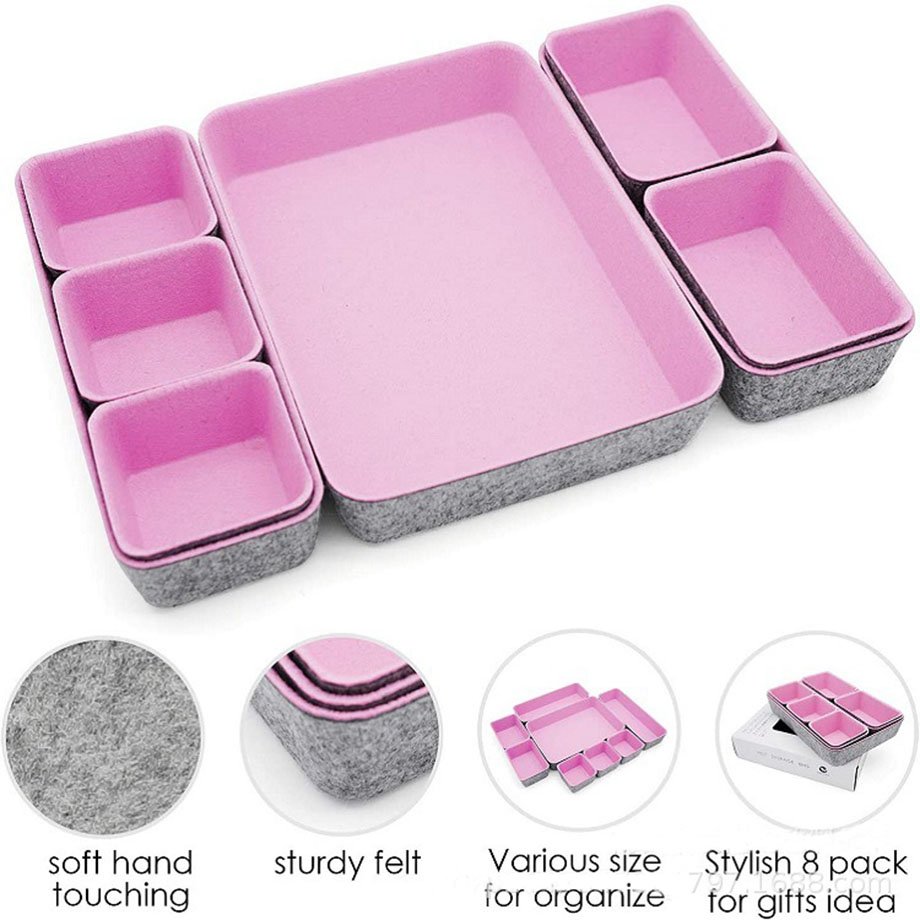 10 years professional sourcing agent in china, Desk Organizers, 8 Set Felt Drawer Organizer Desktop Makeup Cosmetics Boxes