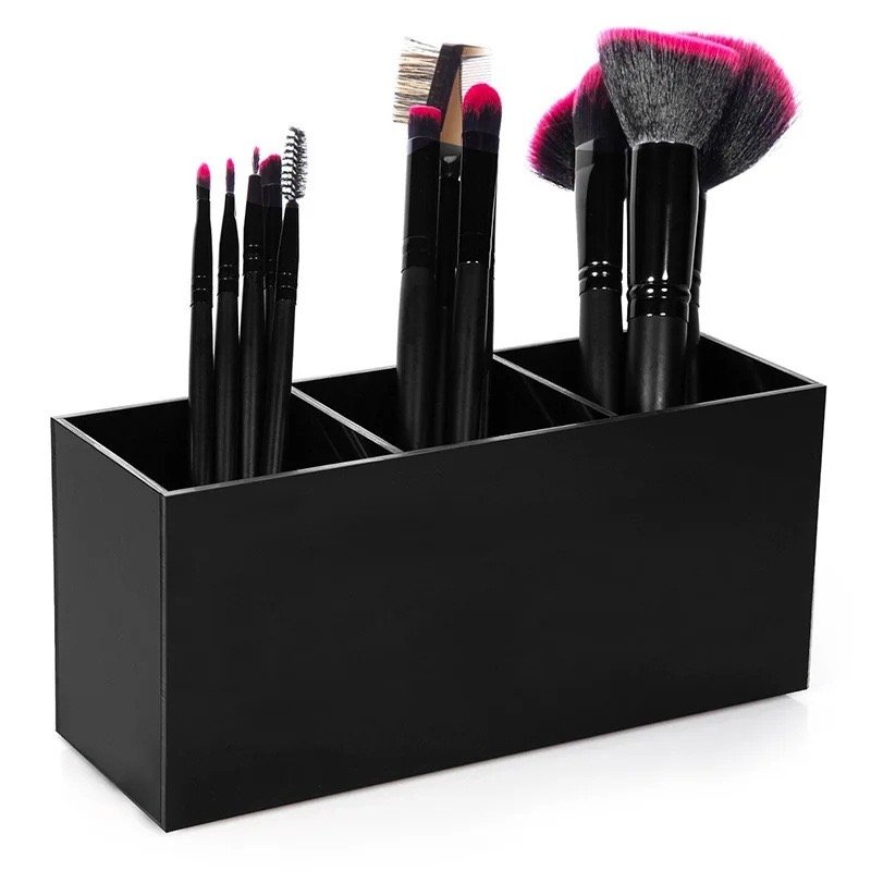 Acrylic makeup storage mascara lipstick storage box Jewelry box Office desk storage 3 cell organizer box