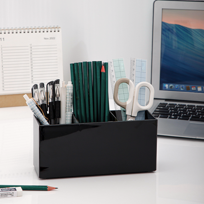 Acrylic makeup storage mascara lipstick storage box Jewelry box Office desk storage 3 cell organizer box