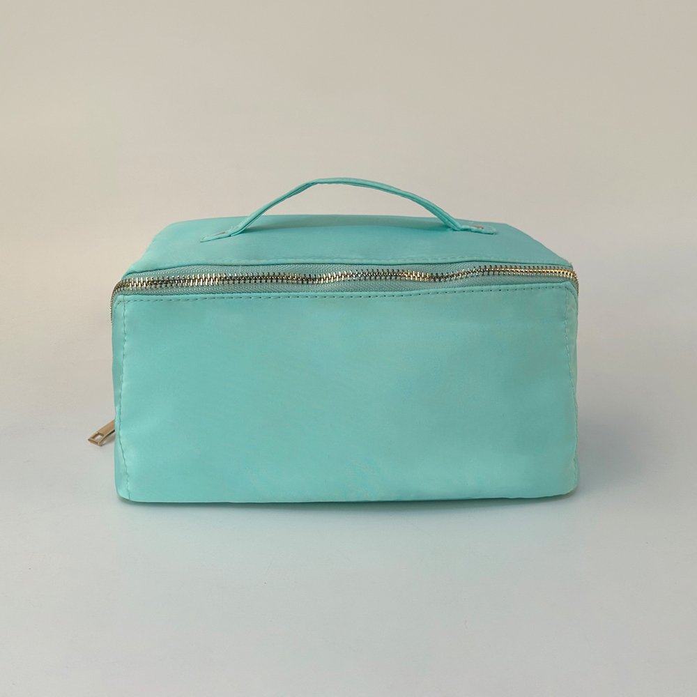 Aqua Travel Cosmetic Bag Lady Nylon Handbags Top Handle Wide Opening Womens Makeup Case Bridal Shower Bag DOM2153