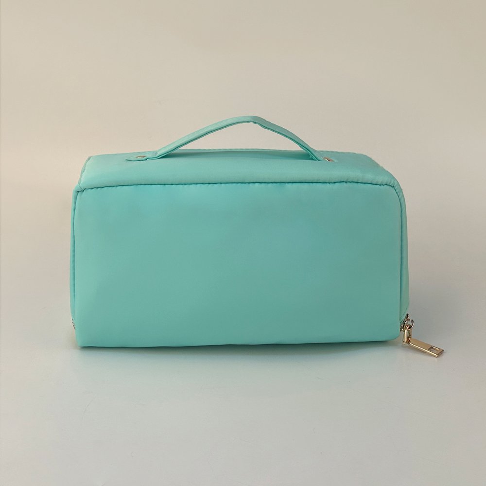 Aqua Travel Cosmetic Bag Lady Nylon Handbags Top Handle Wide Opening Womens Makeup Case Bridal Shower Bag DOM2153
