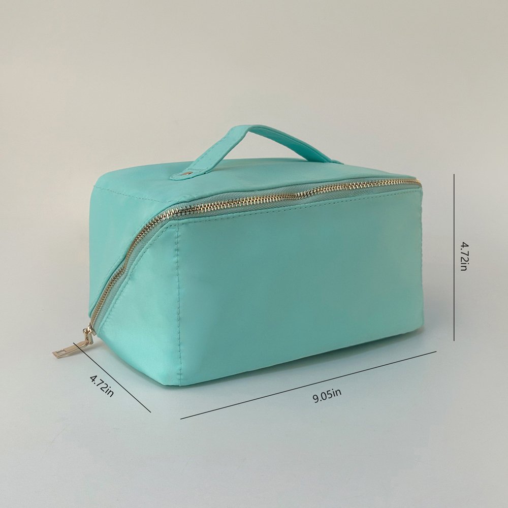 Aqua Travel Cosmetic Bag Lady Nylon Handbags Top Handle Wide Opening Womens Makeup Case Bridal Shower Bag DOM2153