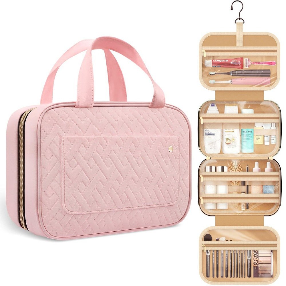 2024 New Design Travel Toiletry Bag for Women with Hanging Hook Portable Cosmetic Case Toiletry Bag for Traveling