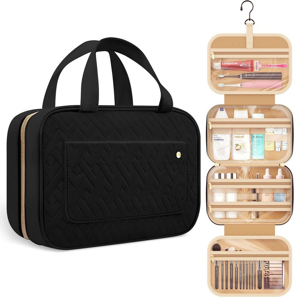 2024 New Design Travel Toiletry Bag for Women with Hanging Hook Portable Cosmetic Case Toiletry Bag for Traveling