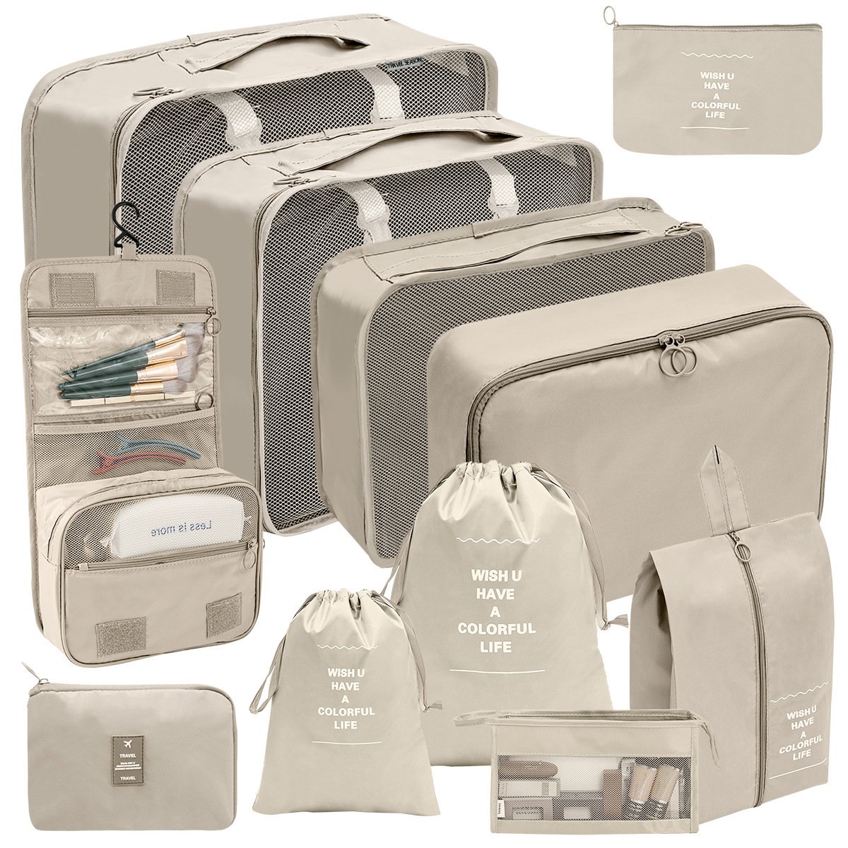 Wholesale Custom 11 Set Clothes Travel Luggage Foldable Packing Storage Box Organizers for Travel Accessories