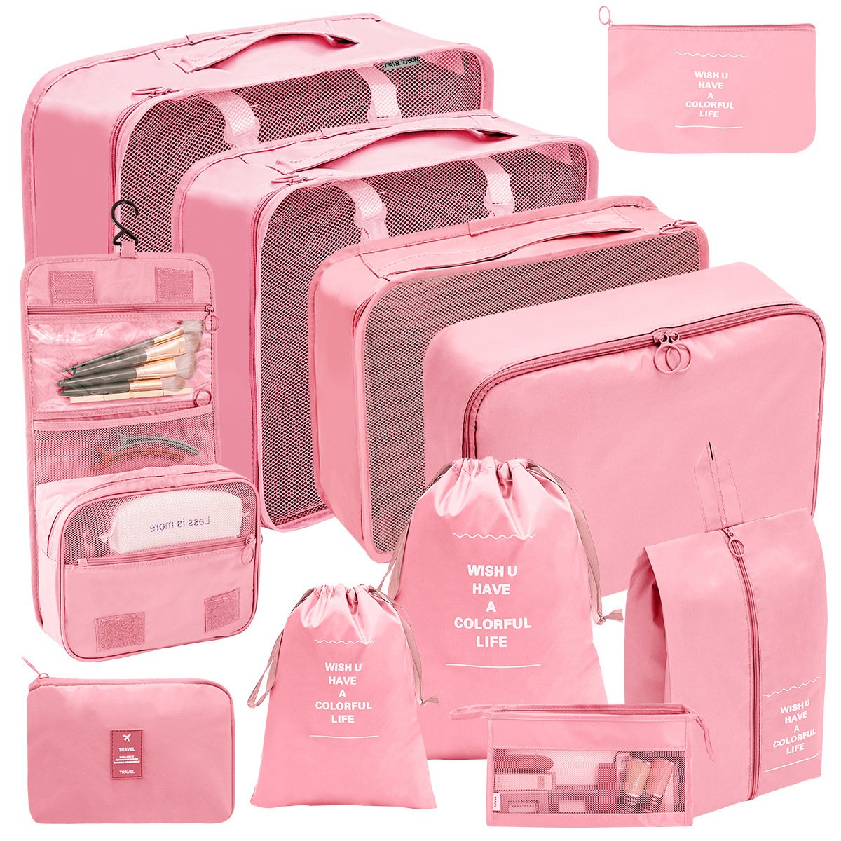 Wholesale Custom 11 Set Clothes Travel Luggage Foldable Packing Storage Box Organizers for Travel Accessories