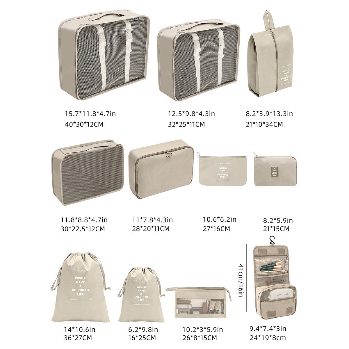 Wholesale Custom 11 Set Clothes Travel Luggage Foldable Packing Storage Box Organizers for Travel Accessories