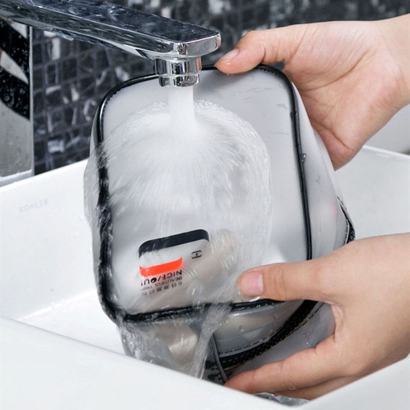 Transparent PVC Cosmetic Clutch Zipper Pouch Beauty Essentials Organizer Waterproof Clear TSA Travel Makeup Bag Kit for bottle
