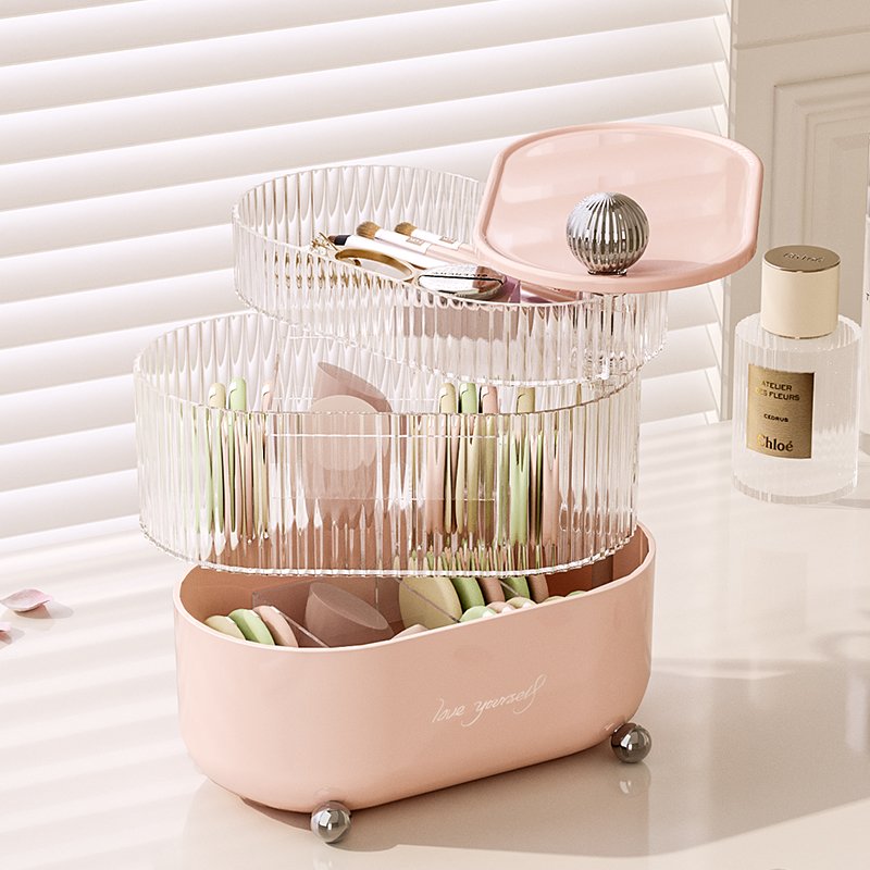 Desktop Multifunction Cosmetic Storage Box Plastic 360 Degree Rotating Rotate Makeup Organizer