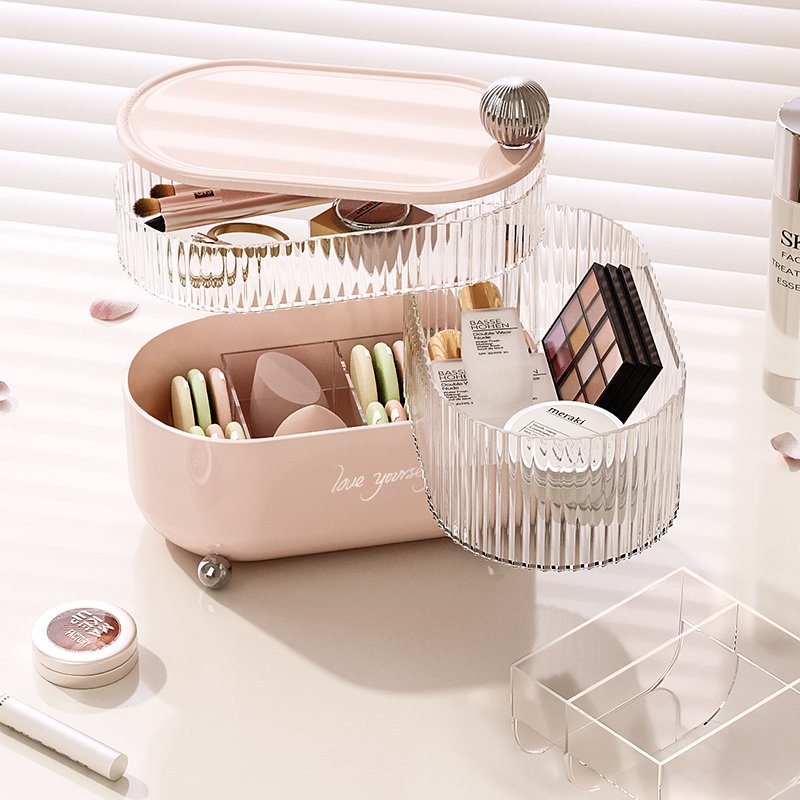 Desktop Multifunction Cosmetic Storage Box Plastic 360 Degree Rotating Rotate Makeup Organizer