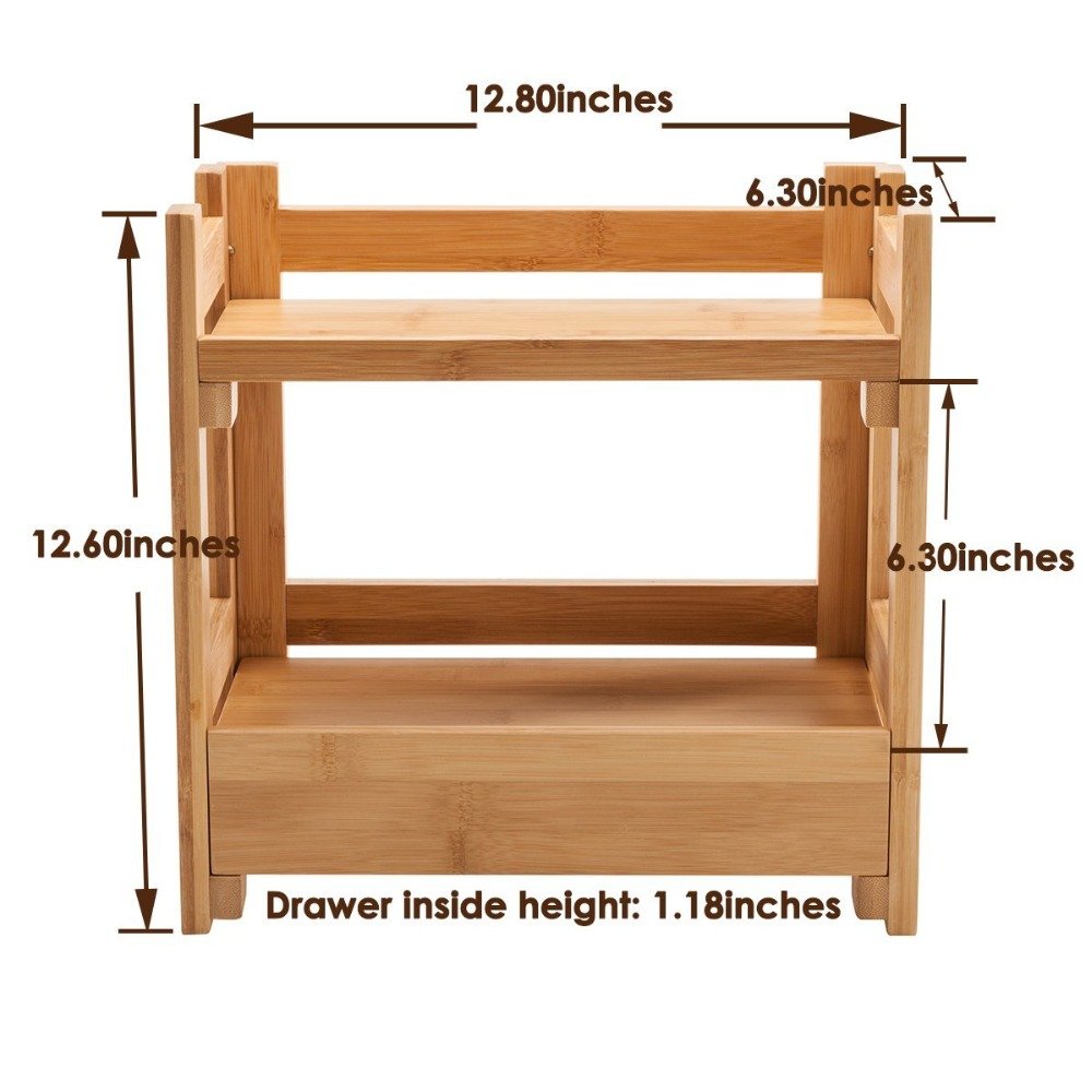 Bamboo Wood Makeup Organizer Holder Cosmetic Storage with 1 Drawer Storage Boxes & Bins Eco-friendly Natural Customized Logo