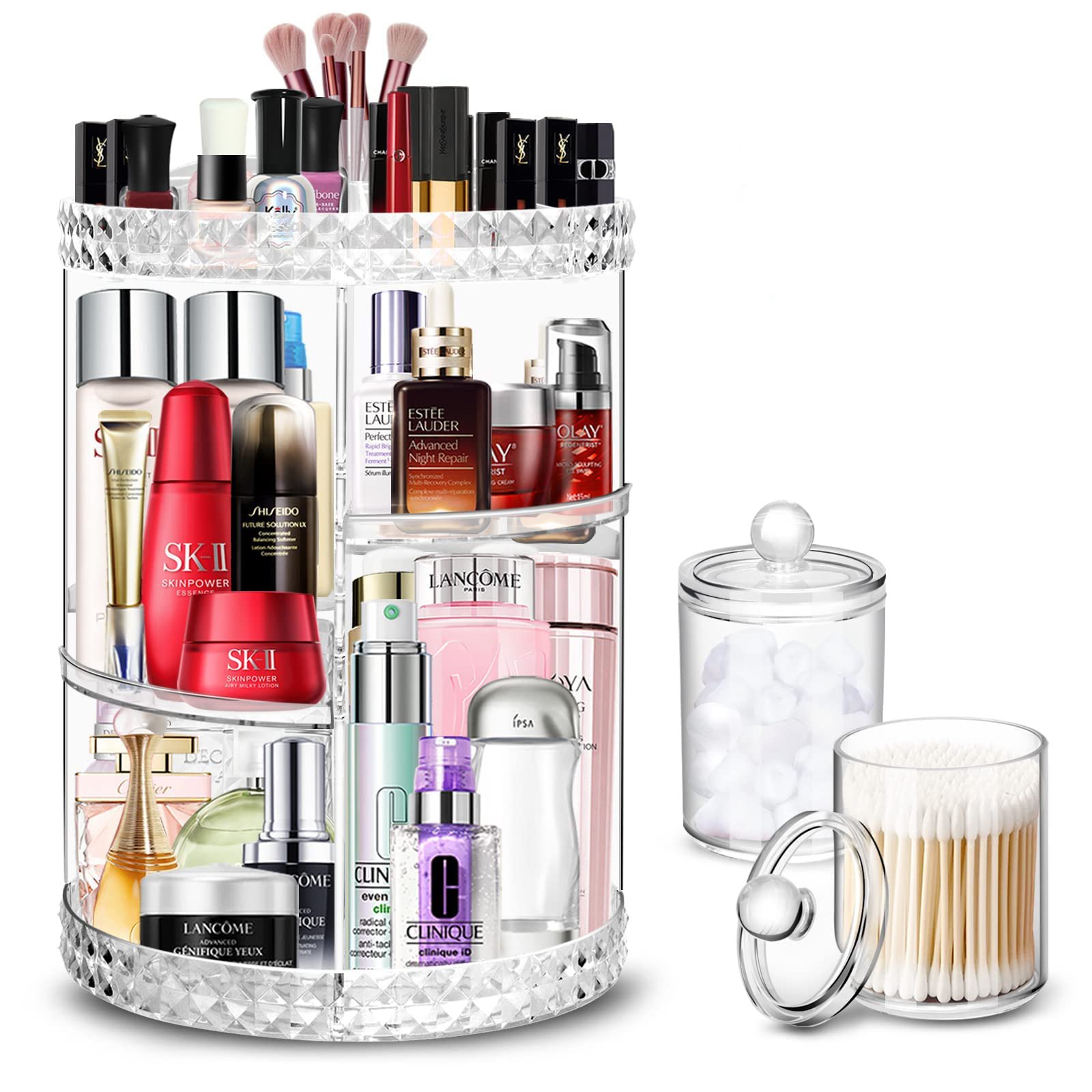 DIY Adjustable 360 Lazy Susan Clear Acrylic Rotating Cosmetic Makeup Organizer Set