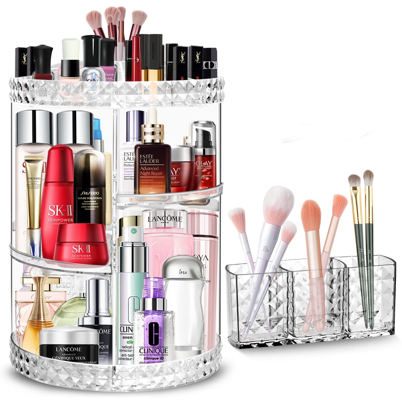 DIY Adjustable 360 Lazy Susan Clear Acrylic Rotating Cosmetic Makeup Organizer Set