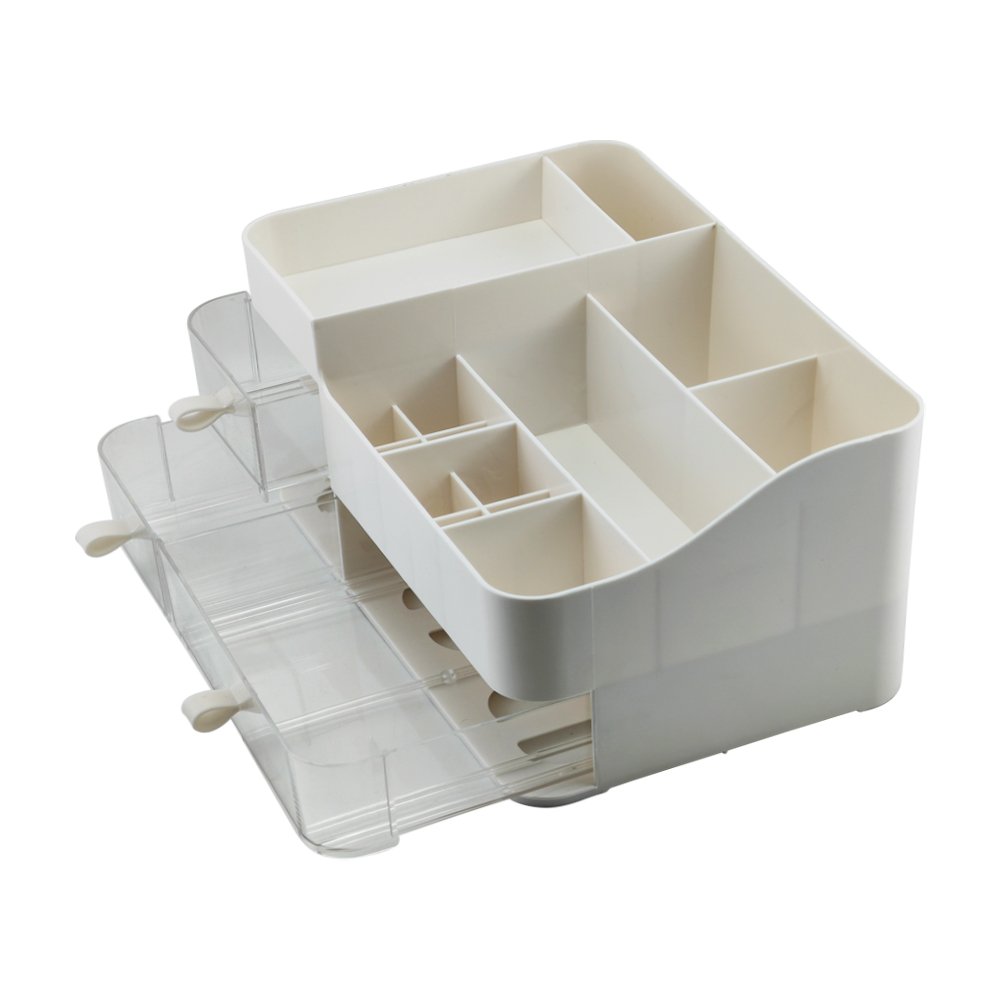 White Makeup Organizer and Storage,Large Vanity Organizer with Clear Drawers for Cosmetics