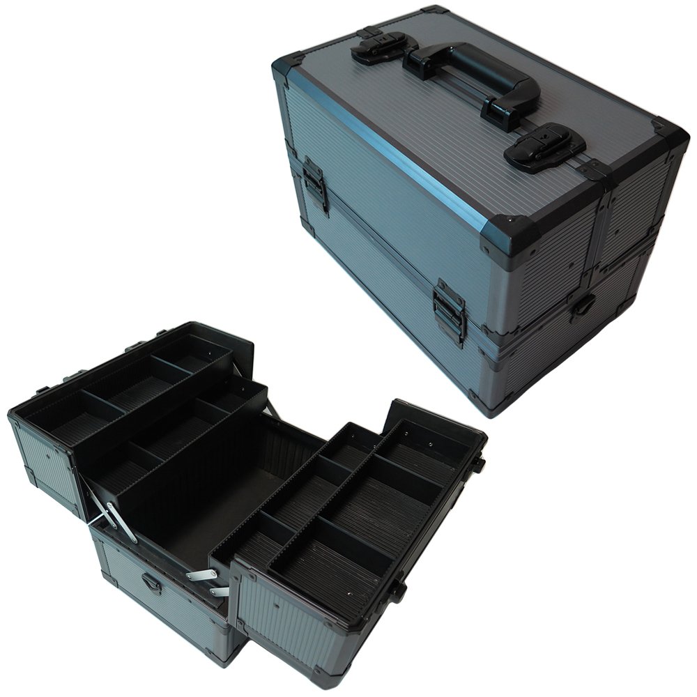 Portable Beauty Makeup Case Cosmetic Nail Box Vanity Carry Case Aluminum Lockable Makeup Travel Case