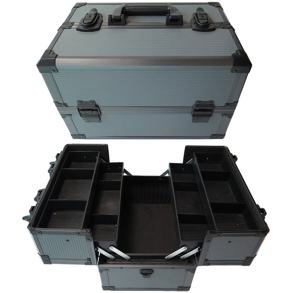 Portable Beauty Makeup Case Cosmetic Nail Box Vanity Carry Case Aluminum Lockable Makeup Travel Case