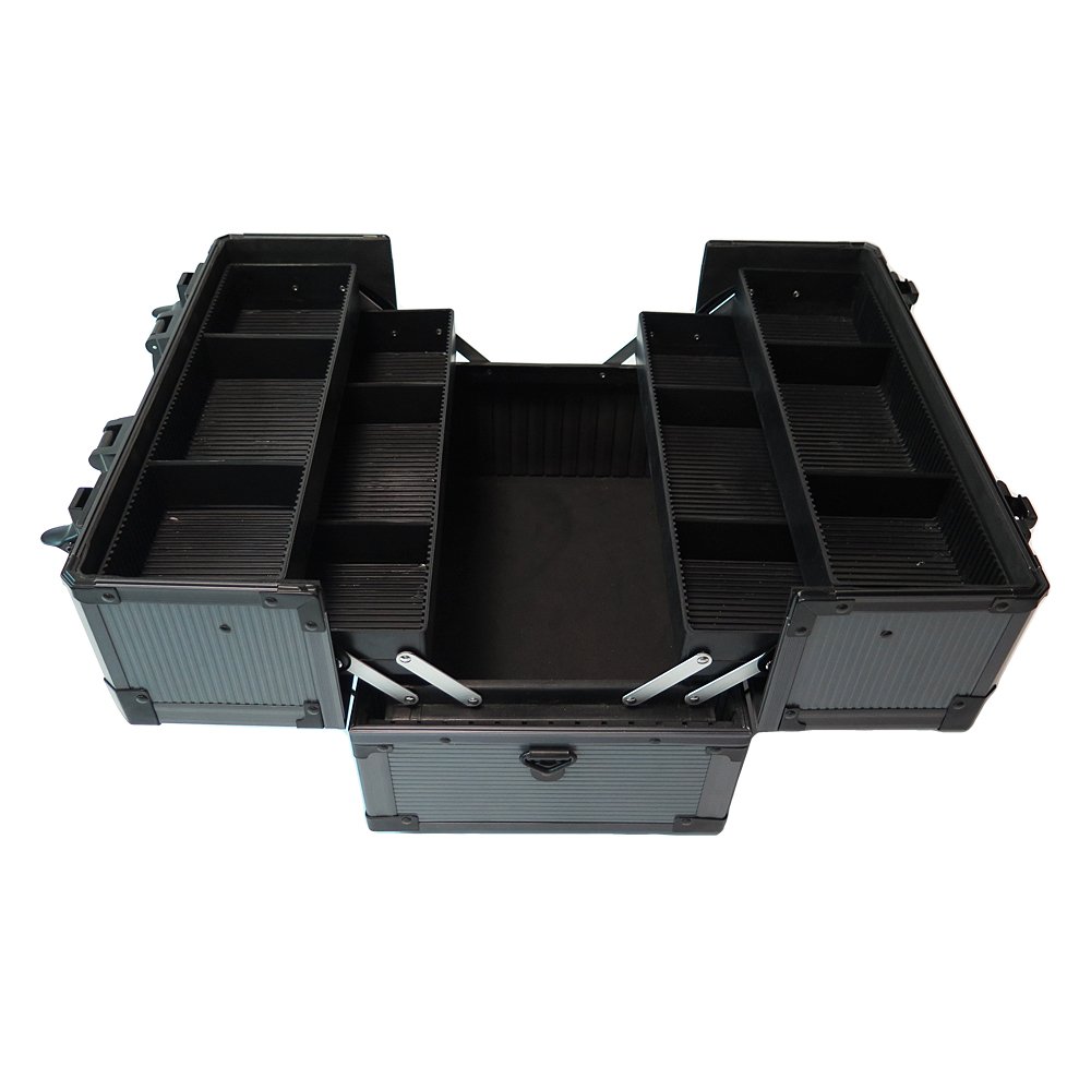 Portable Beauty Makeup Case Cosmetic Nail Box Vanity Carry Case Aluminum Lockable Makeup Travel Case