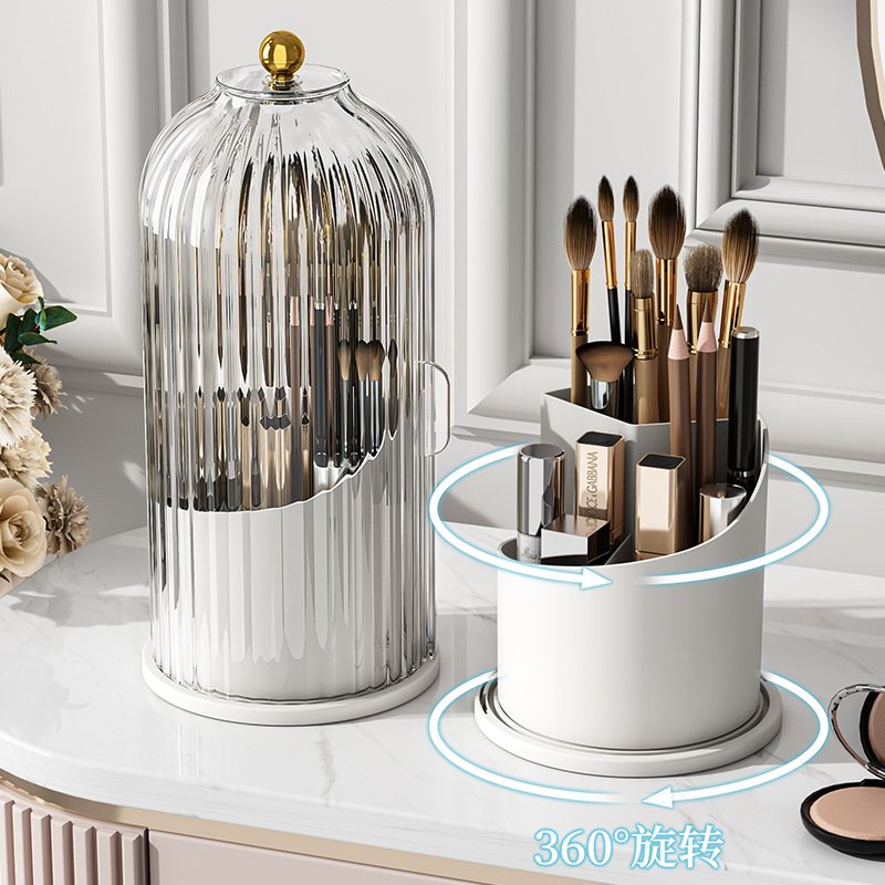 High Quality Dustproof Makeup Holders And Countertop Organizers 360 Rotating Makeup Brush Cosmetics Organizer With Lids