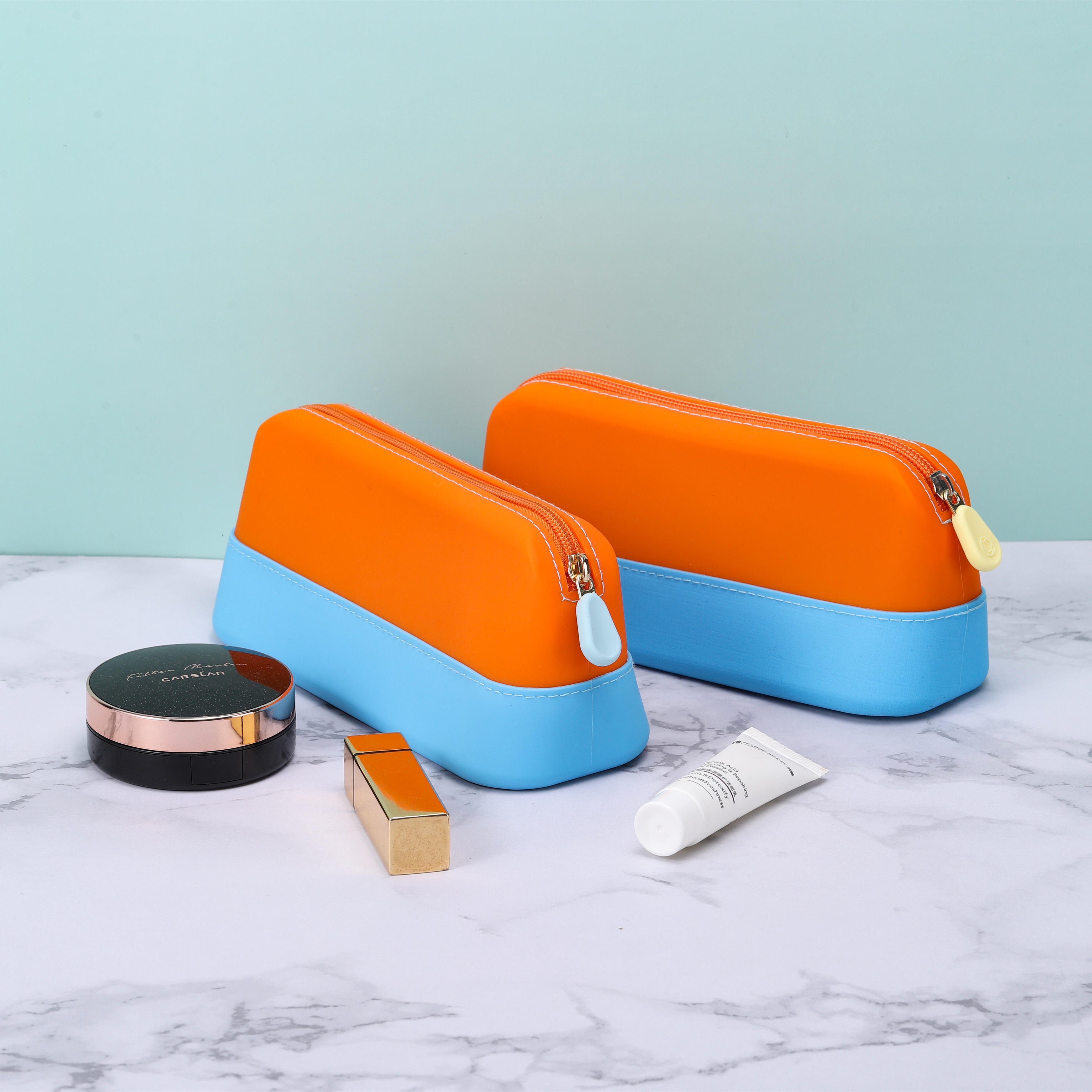 Recycled Custom Makeup Brush Pouch Silicone Purses with Zipper Travel Organizer Cosmetic Bags & Cases for Girls