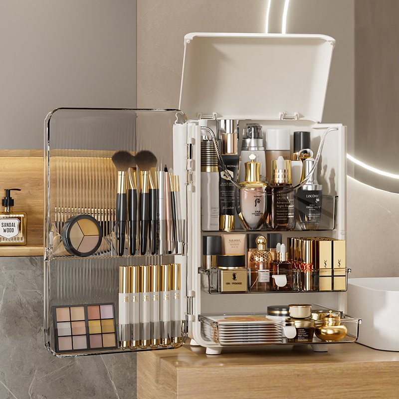 HAIXIN 2.0 New Upgrade Big Capacity Vertical Makeup Storage Cabinet Modern Luxury Cosmetic Storage Box
