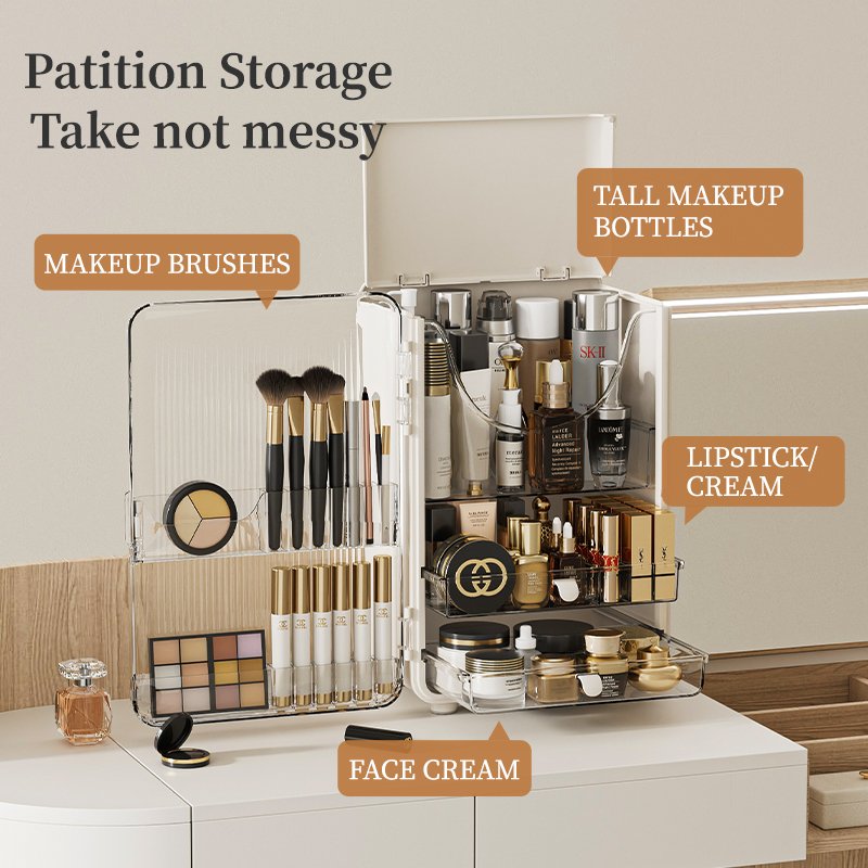 HAIXIN 2.0 New Upgrade Big Capacity Vertical Makeup Storage Cabinet Modern Luxury Cosmetic Storage Box