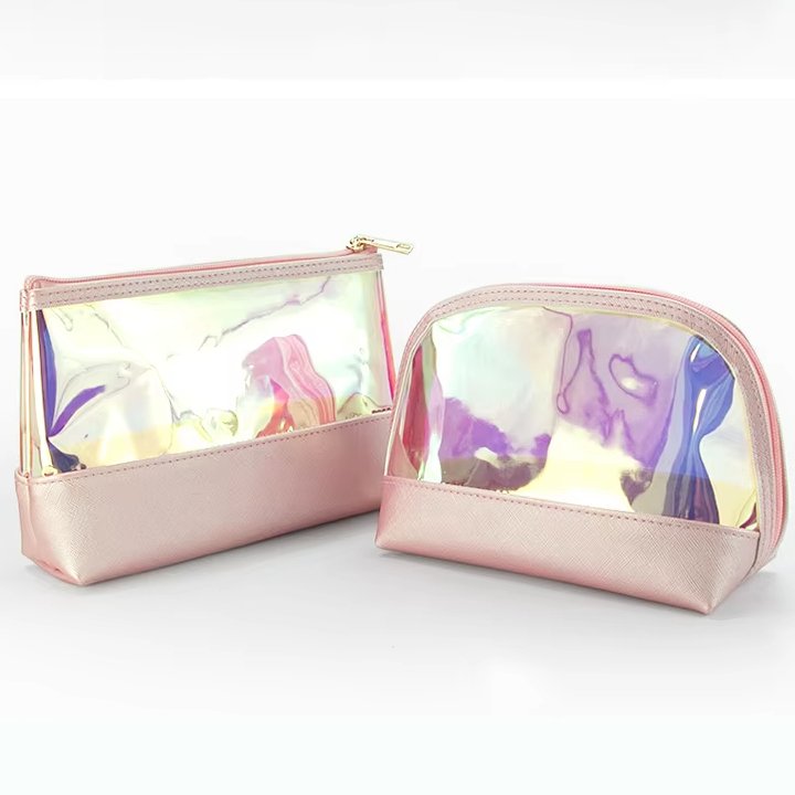 Wholesale Multi Type Laser Holographic Cosmetic Pouch With Zipper Clear Travel Makeup Storage Bag